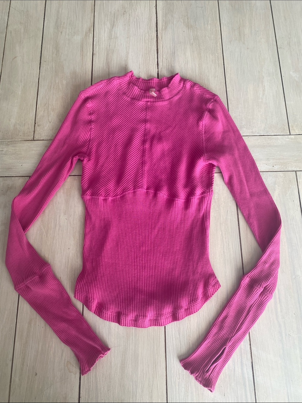 FP Movement Hot Pink Ribbed Long Sleeve Top Small